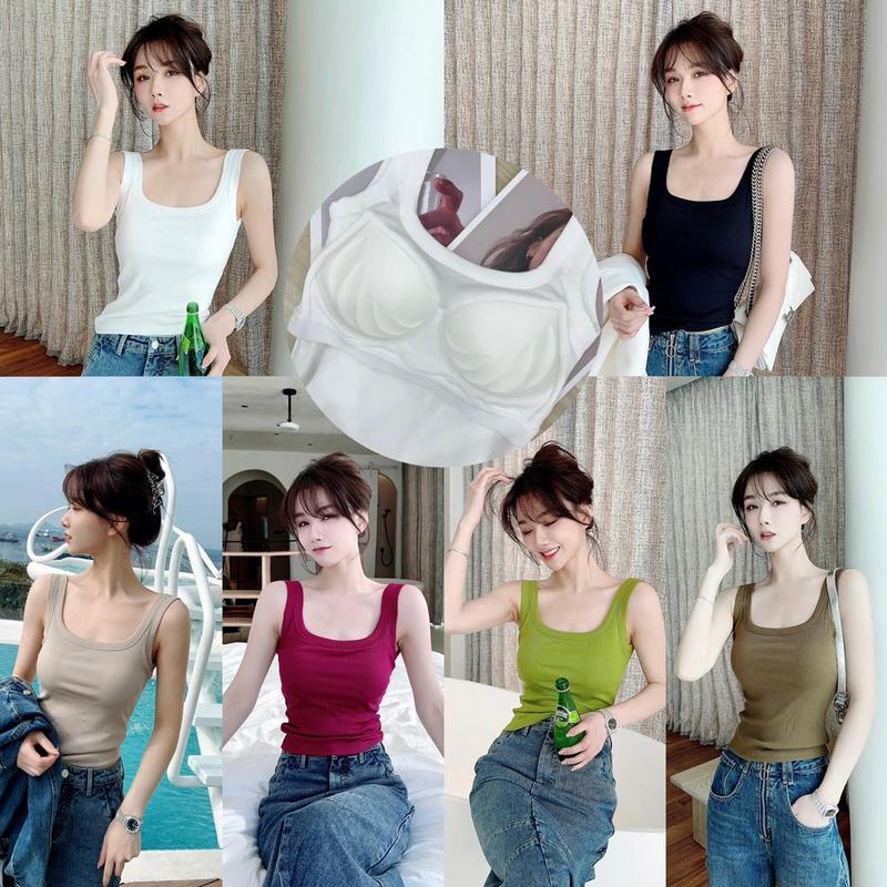 Kaka women's underwear fixed coasters anti-glare commuter outwear camisole undershirt summer U-shaped back tops 1