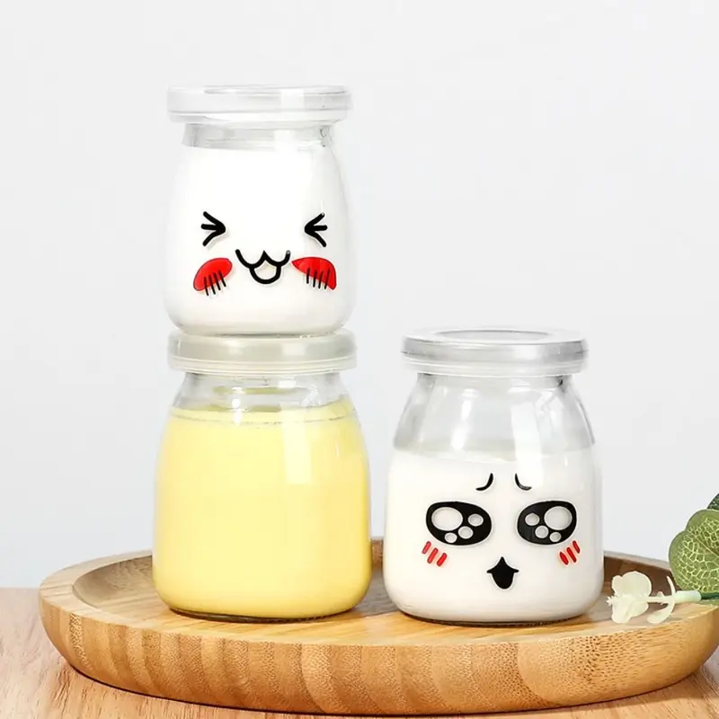 Cốc lưu trữ, Lọ Pudding, Chai điều ước mới, Hộp đựng Sữa Chua chịu nhiệt độ cao, có nắp, Chai Pudding, Thích hợp cho quà tặng đám cưới, thức ăn trẻ em và món tráng miệng. 6