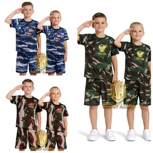 SETELAN BAJU KAOS PIYAMA ANAK LORENG ARMY TNI ANAK TANGAN PENDEK