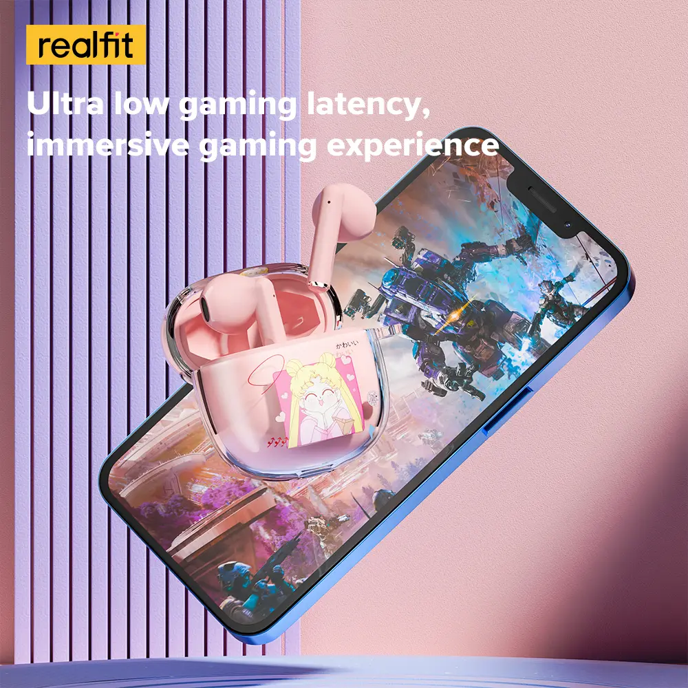 Tai Nghe Nhét Tai Nghe Bluetooth Realfit F1 TWS, Thiết Kế Hoạt Hình Dễ Thương, Đầy Màu Sắc, BT5.3, Tai Nghe Không Dây Mini, Có Mic | BigBuy360 - bigbuy360.vn