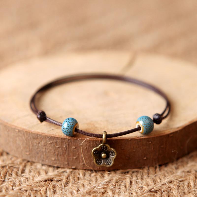 Product Introduction of Lắc Chân Vòng Tay Bohemian, Phong Cách Cổ Điển Với Mặt Dây Chuyền Hoa Cặp Đôi, Vòng Tay Dây Rút, Dành Cho Phụ Nữ 3