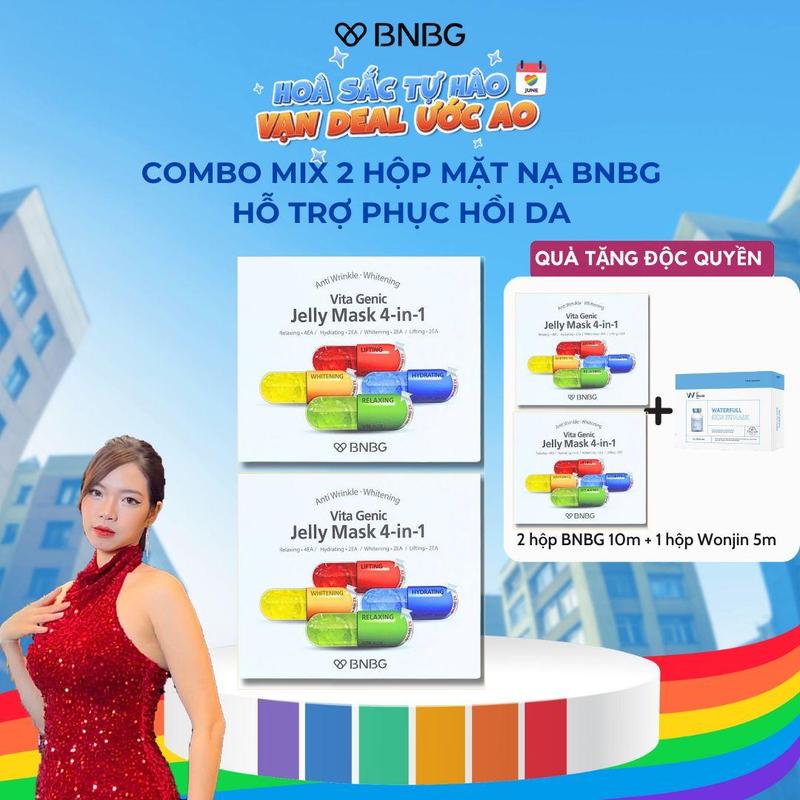 (Tặng 2 hộp BNBG + 1 hộp Wonjin) Combo 2 Hộp Mặt Nạ BNBG Mix Hỗ Trợ Phục Hồi Da BNBG Vita Genic Jelly Mask 30ml - FS