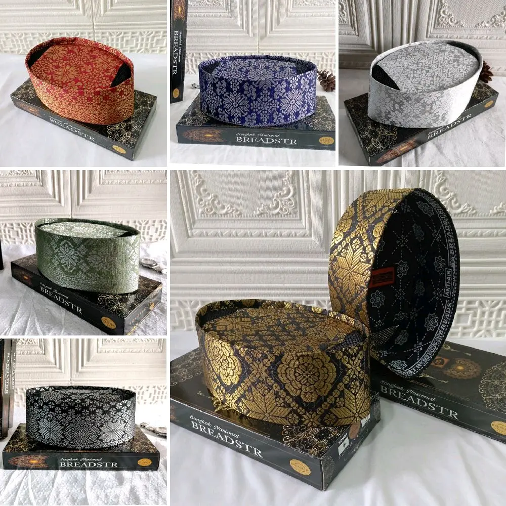 TERBARU !!! Peci Songkok Kopiah Tenun Songket Melayu Benang Emas Pertama Di Indonesia Tinggi 9cm anti air kualitas terjamin awet dan tahan lama Merk BREADSTR - Peci Pria muslim kekinian Murah Berkualitas Bisa bayar di Tempat COD Dewasa Motif Batik Hitam