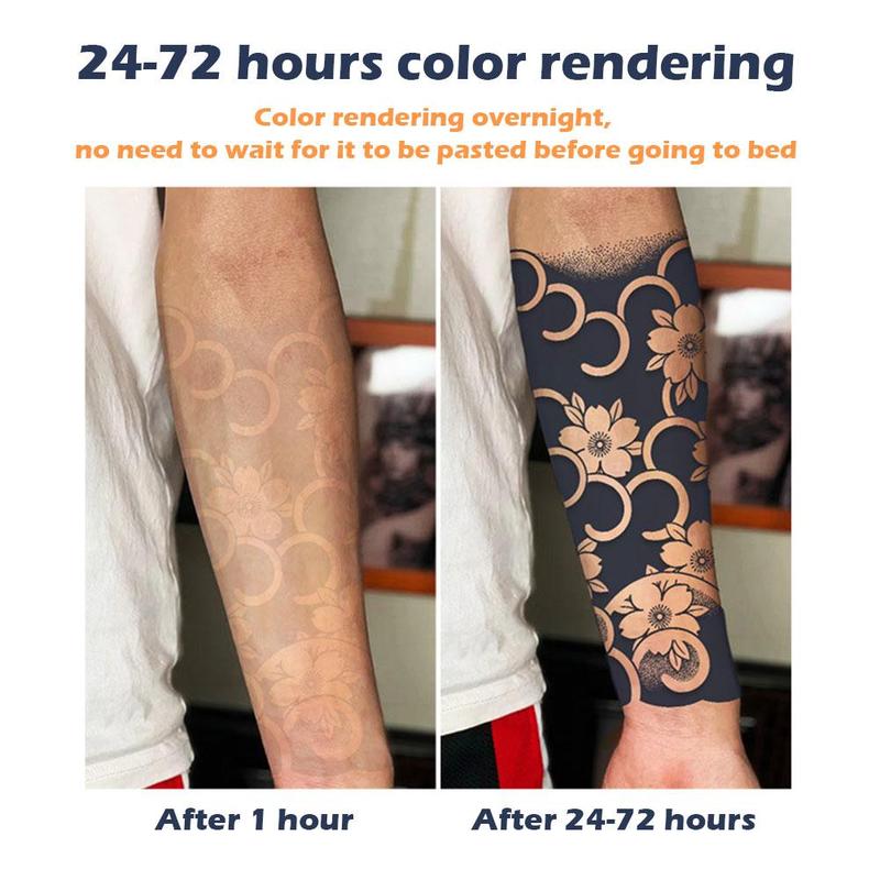 Product Introduction of Juice Herbal Tattoo Stickers Semi-permanent Wash Do Not Fall Off Waterproof Non-reflective Japanese Old Traditional Cherry Blossom Arm Koi Fish Male 47