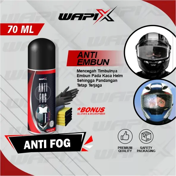 WAPIX - Anti Fog -  Anti Embun Anti Kabut Kaca Helm & Face Shield Motorcycle 70ML cairan  anti mobil