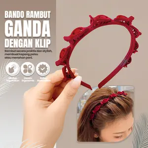 Gelang rambut berbulu musim gugur-musim dingin model wanita 2026 baru dengan gigi anti-slip untuk membungkus rambut depan dan sisa rambut di dahi