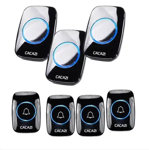 Bel Pintu Rumah Wireless Waterproof 4 Receiver Jarak Jauh Bell Pagar Baterai Tanpa Kabel Minimalis