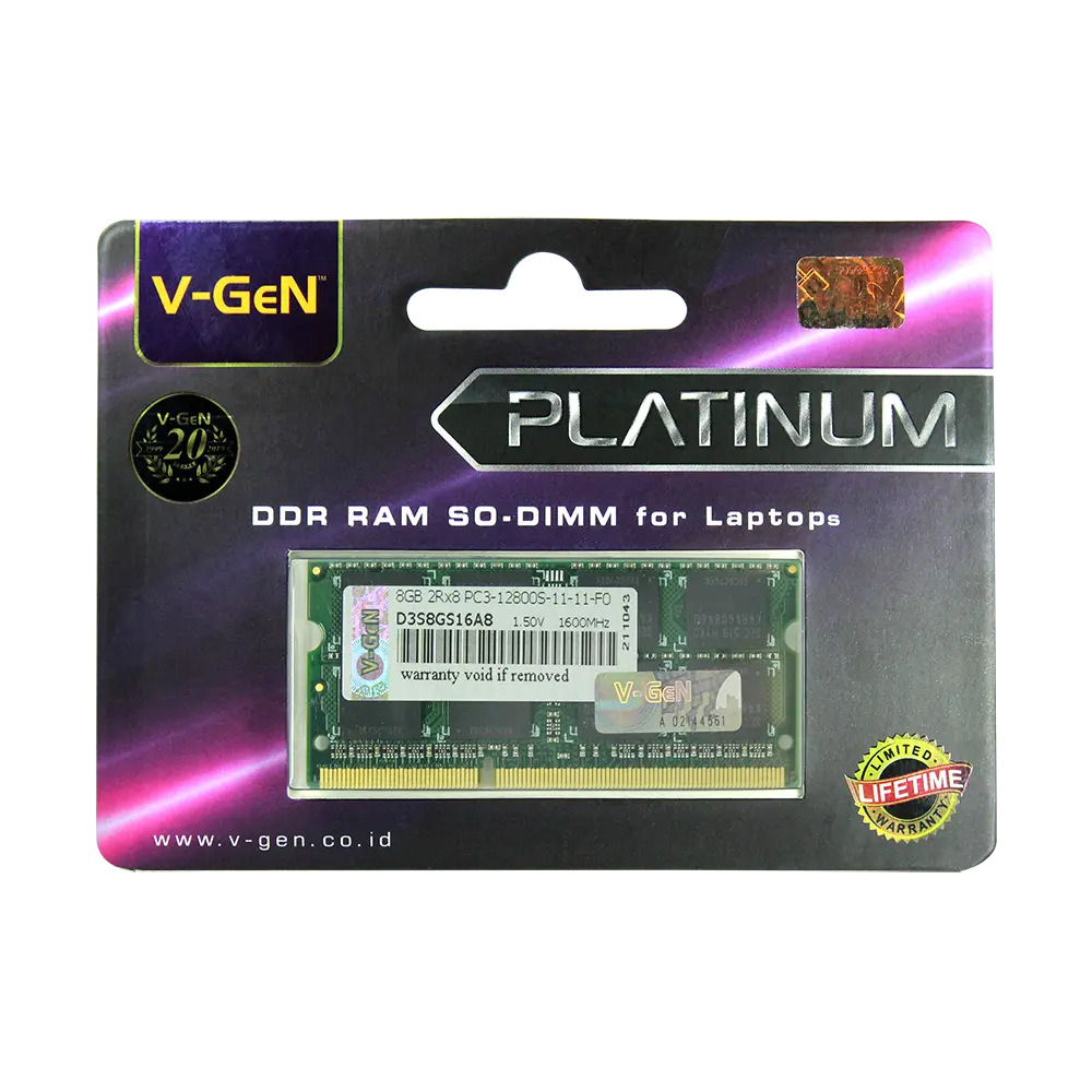 RAM Sodimm DDR3 DDR3L V-GeN Platinum Rescue 2GB 4GB 8GB 1333Mhz 1600Mhz PC10600 PC12800 Memory Laptop Notebook