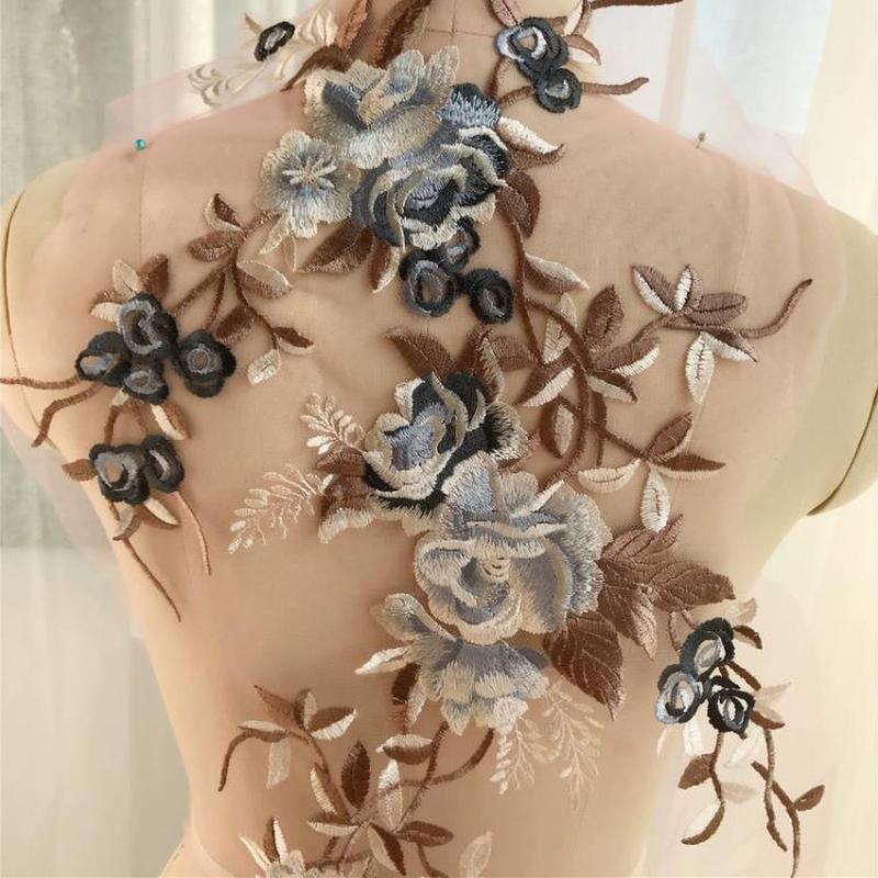 Product Introduction of 1 Set Flower Embroidery Patch For Wedding Dress Clothing Sew On Floral Patches Diy 12