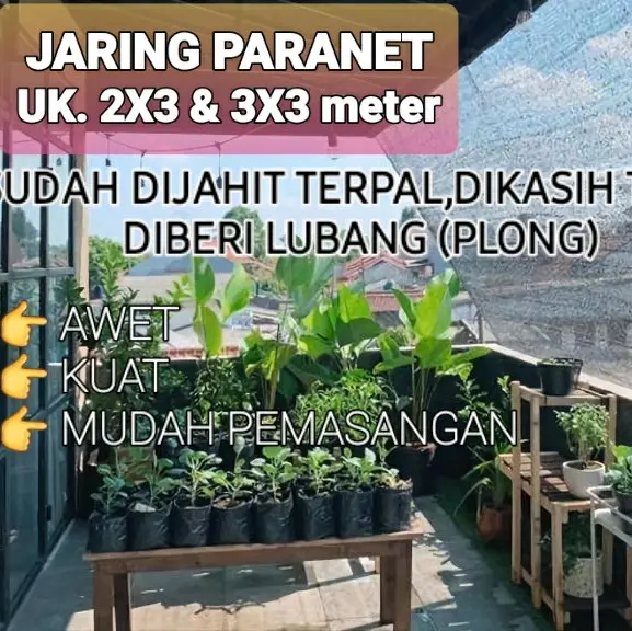 JARING PARANET UK. 2X3 & 3X3 sudah dijahit terpal,diberi tali dan diplong ( lubang )