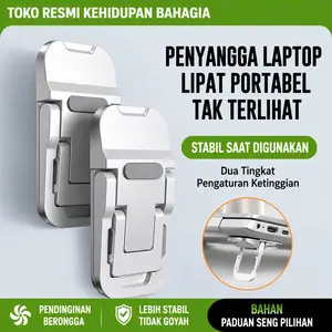 Dudukan Laptop Lipat Portabel Mini 2PCS Premium Silver Paduan Seng Ergonomis 2 Tingkat Ketinggian untuk Laptop Tablet - Computer