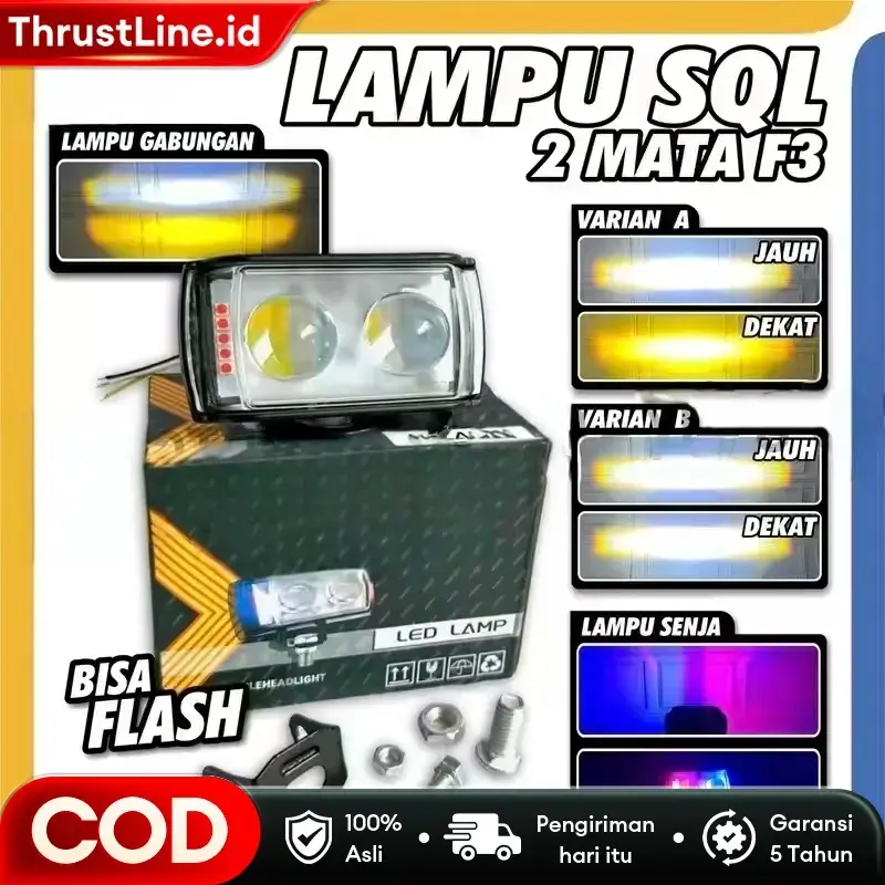 Lampu Tembak LED Laser/Lampu Sorot Laser Q9 3 Mata 2 Warna/HI LOW 60 WATT LAMPU TEMBAK MOTOR MOBIL/3 Mata SQL/3 Mata Lensa Car Car Kabel