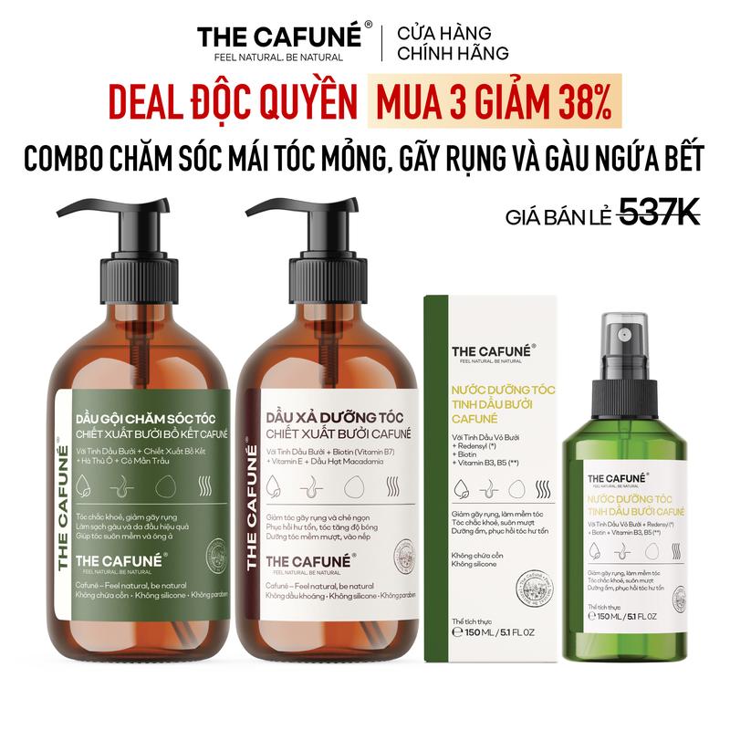 Combo Dầu Gội Bưởi, Bồ Kết, Dầu Xả The Cafuné 450ml Dưỡng Tóc Dầu Gội & Dầu Xả Không Chứa Paraben và Silicone