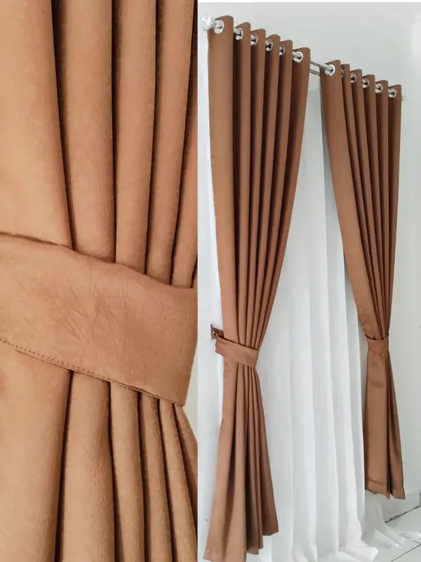 Gorden Hordeng Blackout Polos Emboss minimalis mewah Curtain jendela warna pink 5