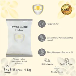 Tawas Bubuk Halus 1 Kg/ Aluminium Sulfat 1 Kg/ Pembersih Air/ Penjernih Air/ Penghilang Bau Badan/ Tawas Kiloan Murah