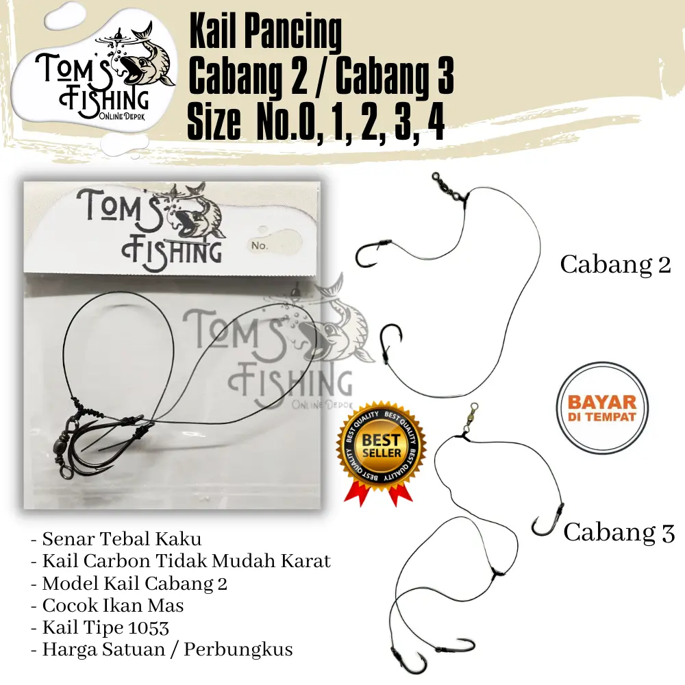 Kail Pancing Rangkai Cabang 2 / Cabang 3 (1053) Perbungkus Murah - Toms Fishing