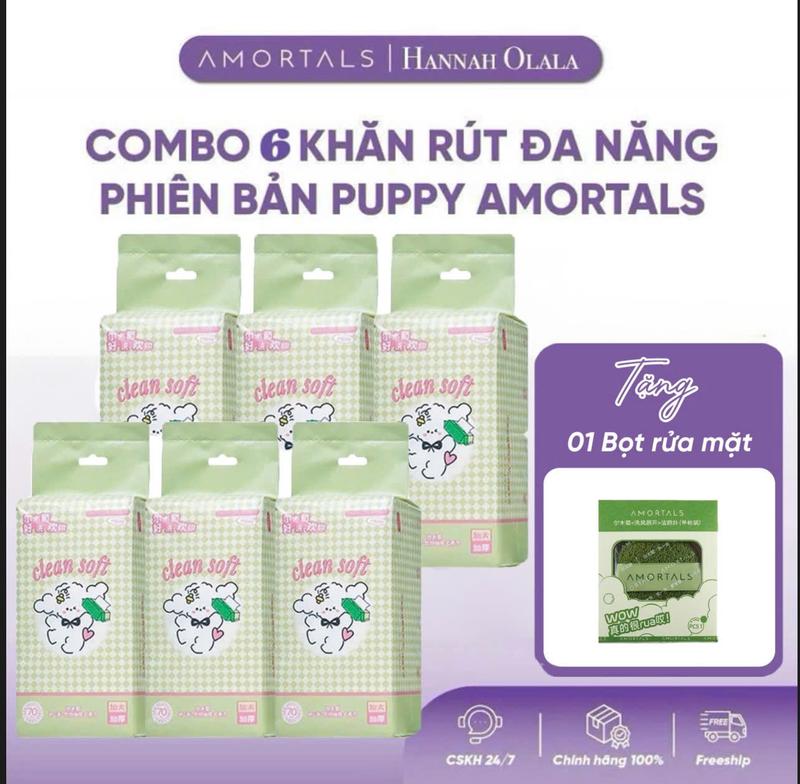   HO  AMORTALS Line puppy đồng thương hiệu khăn rửa mặt treo công thức chiết xuất Làm dày sử dụng một lần Khăn mặt Không có lông tơ rơi ra 