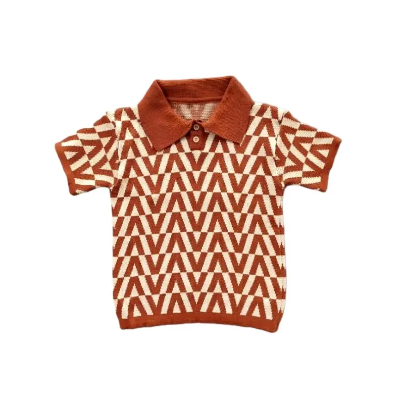 Atasan Polo Rajut Premium Motif V Unisex - Usia 1-6 Tahun - Fashion 0
