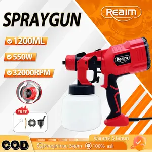 REAIM Spraygun Cat Semprot Listrik 1200ML 550W 32000RPM SprayGun Kabel 3 Mode Semprot  Cocok untuk Cat Tembok Kayu Besi Furniture Pagar Hasil Halus Tenaga Kuat Garansi 5 Tahun
