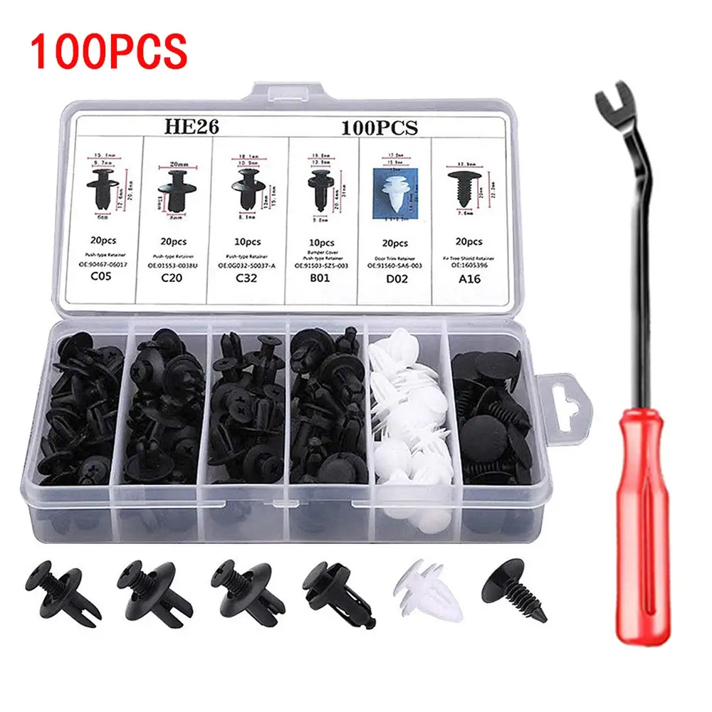 Baut Klip Kancing Body Rivet Mobil Motor Yamaha Nmax Aerox Isi 100Pcs Lengkap Plus Box