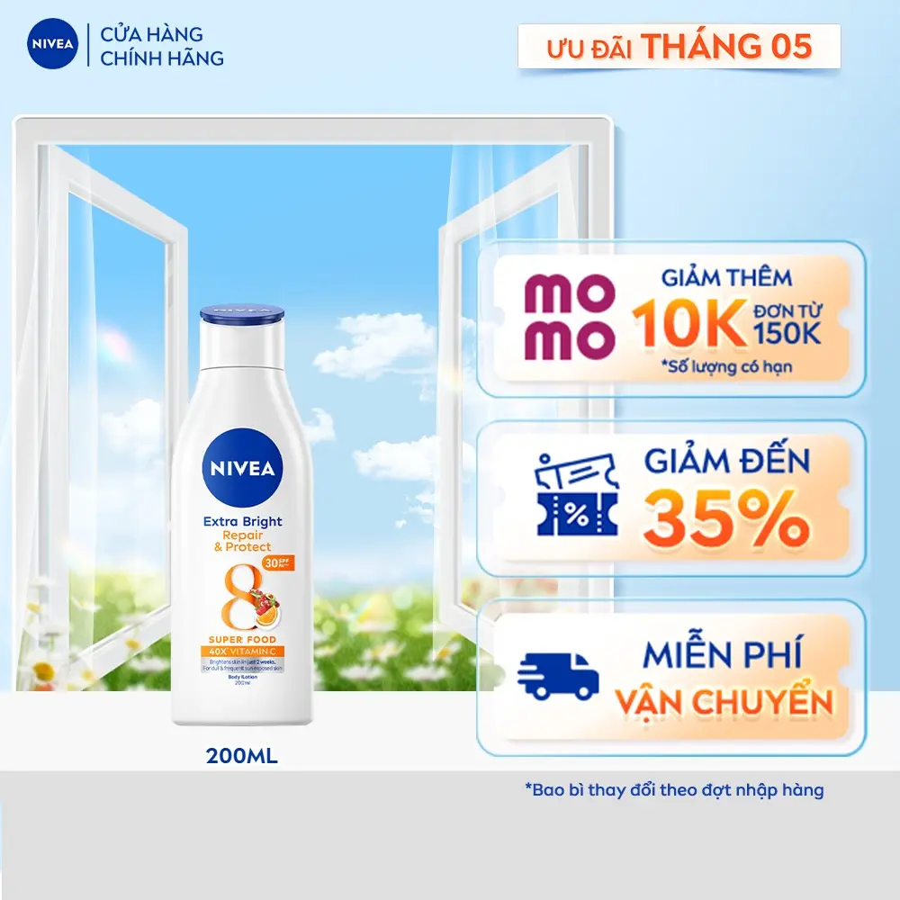 Sữa Dưỡng Thể NIVEA 8 Super Foods Dưỡng Sáng Da | Phục Hồi Chống Nắng (200 ml) - 88188/88310