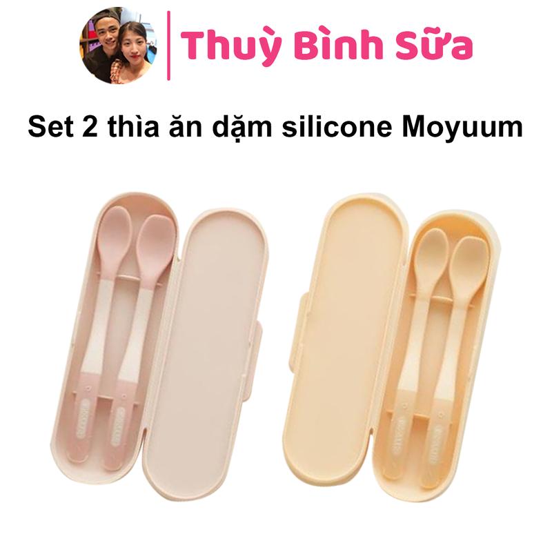  Set 2 Thìa ăn dặm silicon cao cấp Moyuum mẫu mới chính hãng Hàn quốc cho bé 