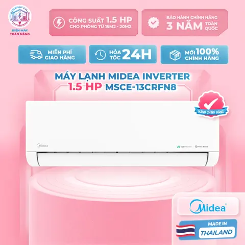 Máy Lạnh Midea Inverter 1.5 HP MSCE-13CRFN8 - Lọc Không Khí Air Magic + Ionizer - Tự Động Làm Sạch Dàn Lạnh - Chính Hãng