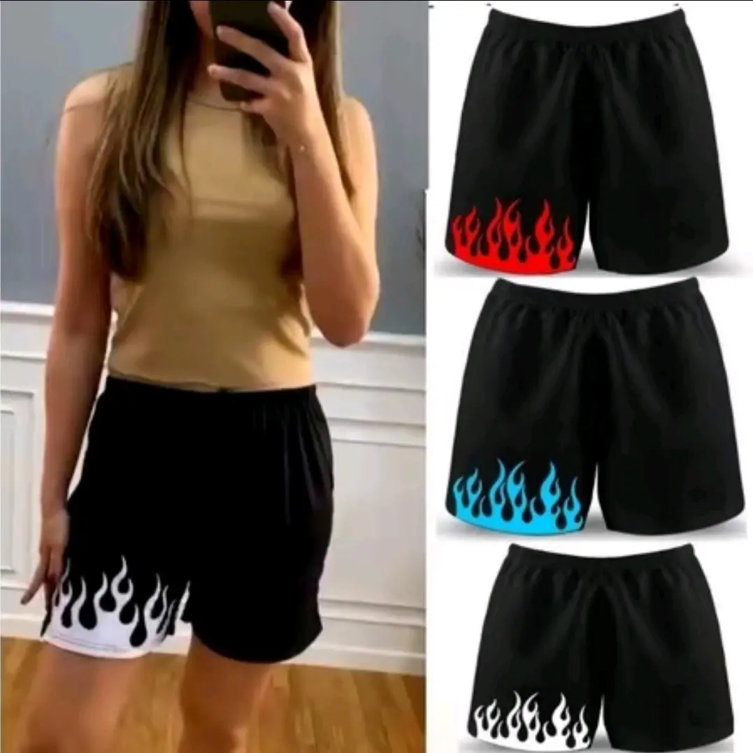 Celana Pendek Fire / Hot Pants Black White Fire / CELANA PENDEK API Fit Shorts