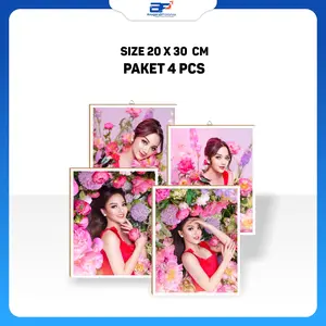 Cetak Foto 4 Pcs 10R dengan Bingkai MDF Dinding Rectangle Dinding Frame Gantungan
