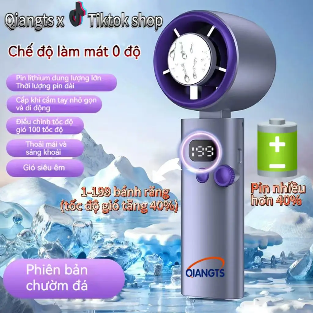 Qiangts Quạt sò lạnh  2027 Chế độ làm mát 0 độ, với 199 bánh răng tốc độ, Màn hình kỹ thuật số, Có Thể Sạc Lại 3000mAh, Động cơ không chổi than, Hỗ trợ cả ngoài trời và trong nhà | BigBuy360 - bigbuy360.vn