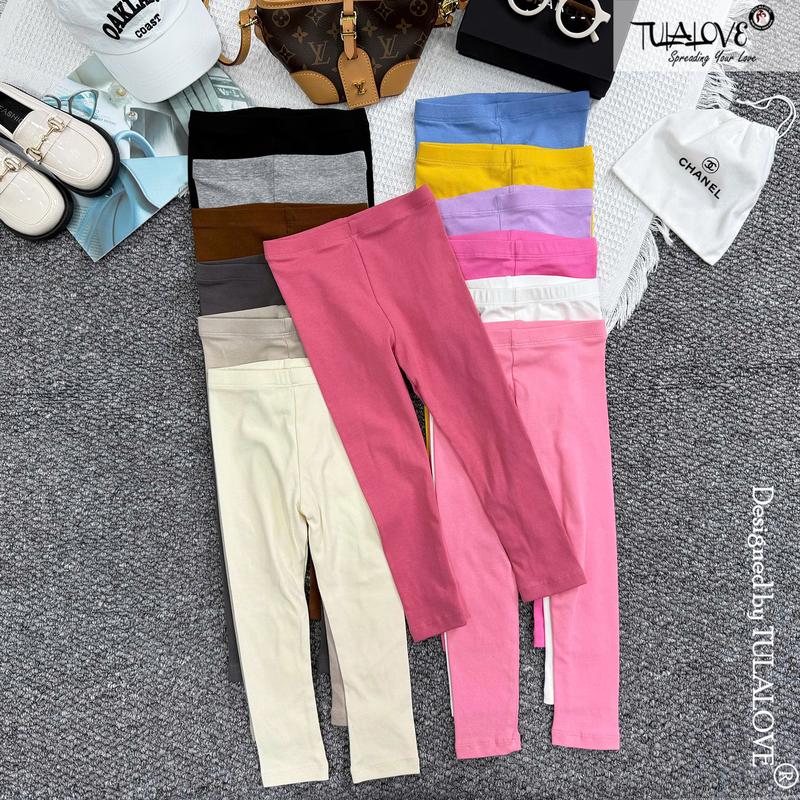  Quần Dài Legging Bé Gái Màu Đơn Sắc Form Ôm Quần Thun Dài Quần Legging Cho Bé Gái Tulalove 