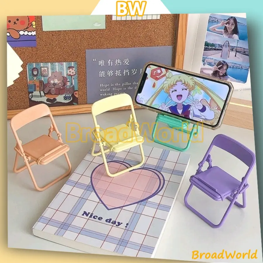 Stand Holder Hp Model Kursi Lipat / Phone Holder Kursi Folding Chair / Stand Hp Model Kursi Lipat Macaron / Universal Dudukan Penyangga Handphone Model Bangku Mini
