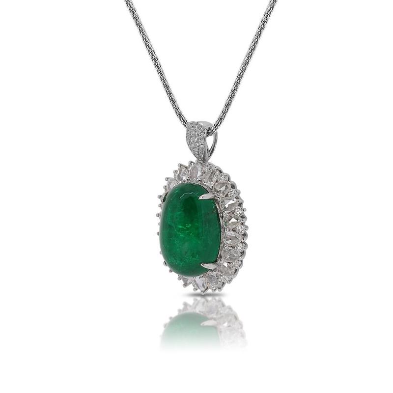 Convertible 11.36ct Emerald and Natural Diamond Pendant/Ring 4