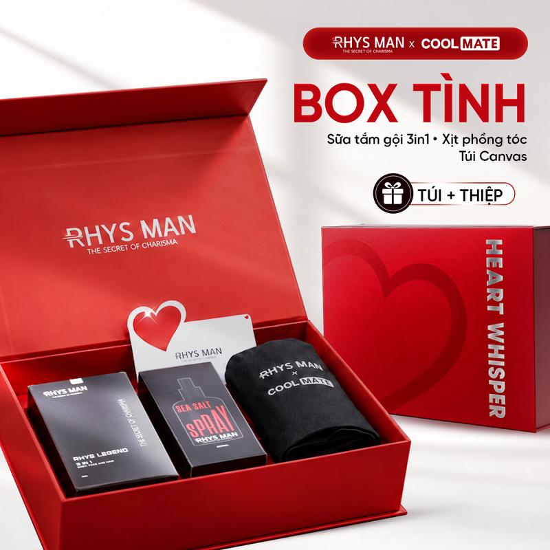 Box Tình: Sữa tắm gội 3in1 350ml & Sea salt tạo phồng & Túi canvas Rhys Man x Coolmate -Rhysman Set quà tặng nam - Set quà tặng bạn trai