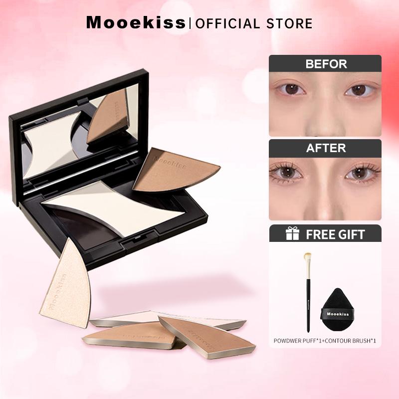 (COD) Mooekiss Bảng phấn Bắt Sáng Và Tạo Khối Tự  Mỹ Phẩm Women Nhiên Lâu Trôi Chống Nước 3 Colors 16.5g*1+【tặng  Cọ tạo khối*1+【tặng bông trang điểm và*1