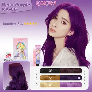 Kokira hair color Deep Purple-66+Hair care essential oil cat rambut pewarna rambut warna rambut tanpa bleaching  semir  rambut  penutup uban cooper brown color