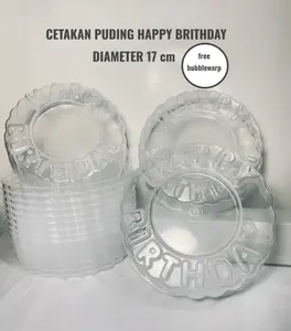 Cetakan Puding Ager Happy Brithday Bahan Plastik Warna Bening Diameter 17 cm Free Packing Bubblewarp Cocok untuk Puding Ulang Tahun Menarik - Kitchenware