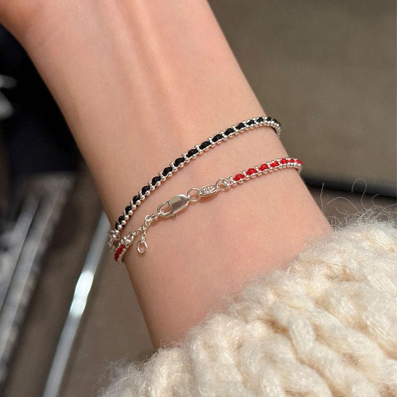 Gelang pasangan gaya kuno dari baja titanium 18K, tenunan tangan untuk wanita dan pria, gelang keberuntungan yang bisa disesuaikan panjangnya 15+5 cm, gelang emas/ hitam sederhana, aksesori modis, juga bisa digunakan sebagai gelang kaki