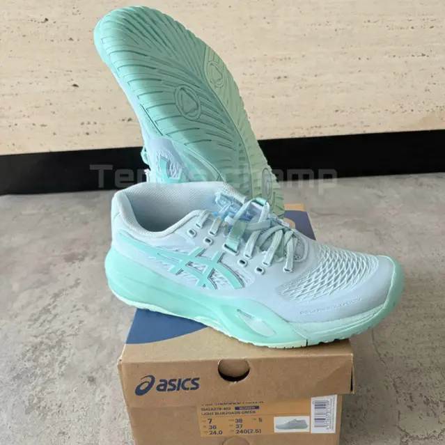 Sepatu Tenis Asics Gel Resolution X Light Blue Oasis Green Women/Tennis Shoe Gel Resolution X Light Blue Oasis Green Original