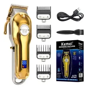 Kemei Mesin Pemotong Rambut Elektrik Profesional Model KM-188 dengan 4 Keping Pisau dan Kabel USB untuk Penggunaan Rumah dan Salon