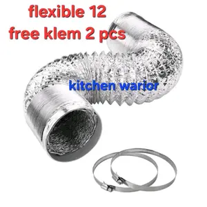 pipa exhaust ukuran 12 in panjang 2 meter + free klem 2 pcs / flexible ducting