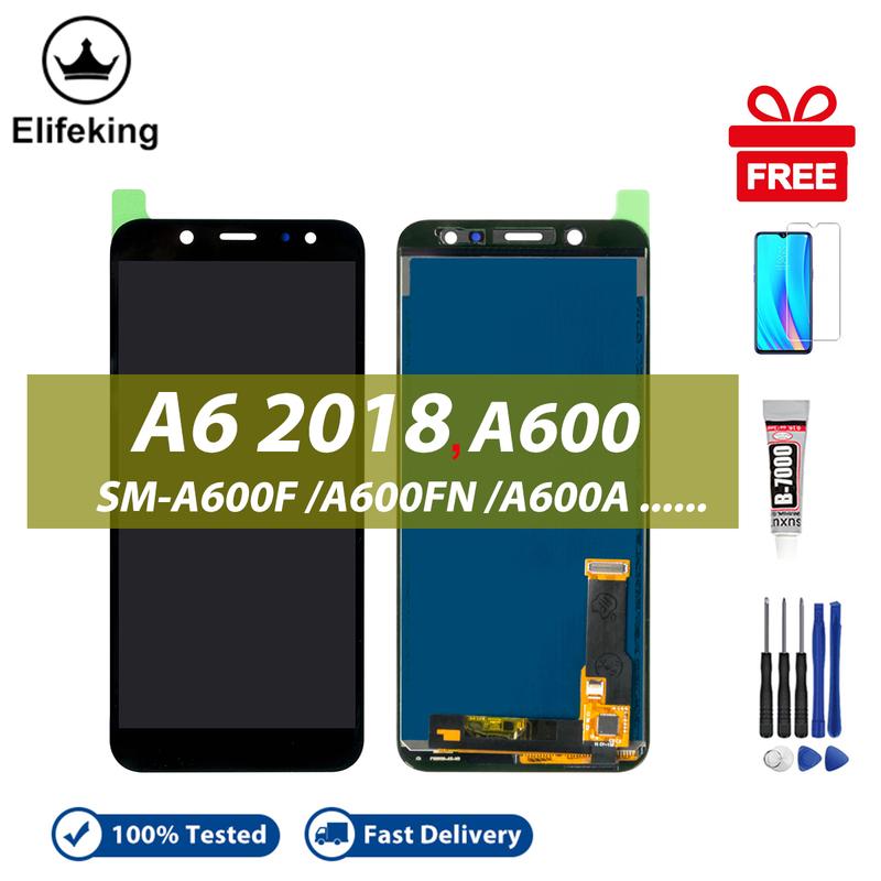 Màn hình LCD, 5,6 ", 100% đã thử nghiệm, Dành cho SAMSUNG Galaxy A6 2018, Bộ số hóa màn hình cảm ứng màn hình LCD, Tương thích với A600, A600F, A600FN