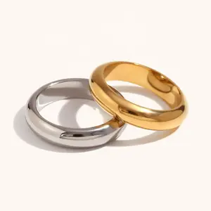 Cincin Titanium Berlapis Gold Anti Karat untuk Pria dan Wanita - Rings, Cowok