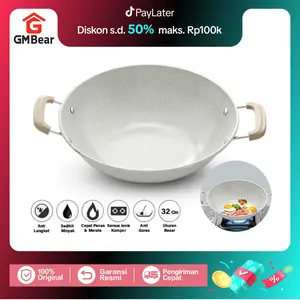 [COD] GM Bear Wajan Fry Pan Teflon Anti Lengket 32cm 1238 - Alat Dapur Penggorengan Untuk Masak