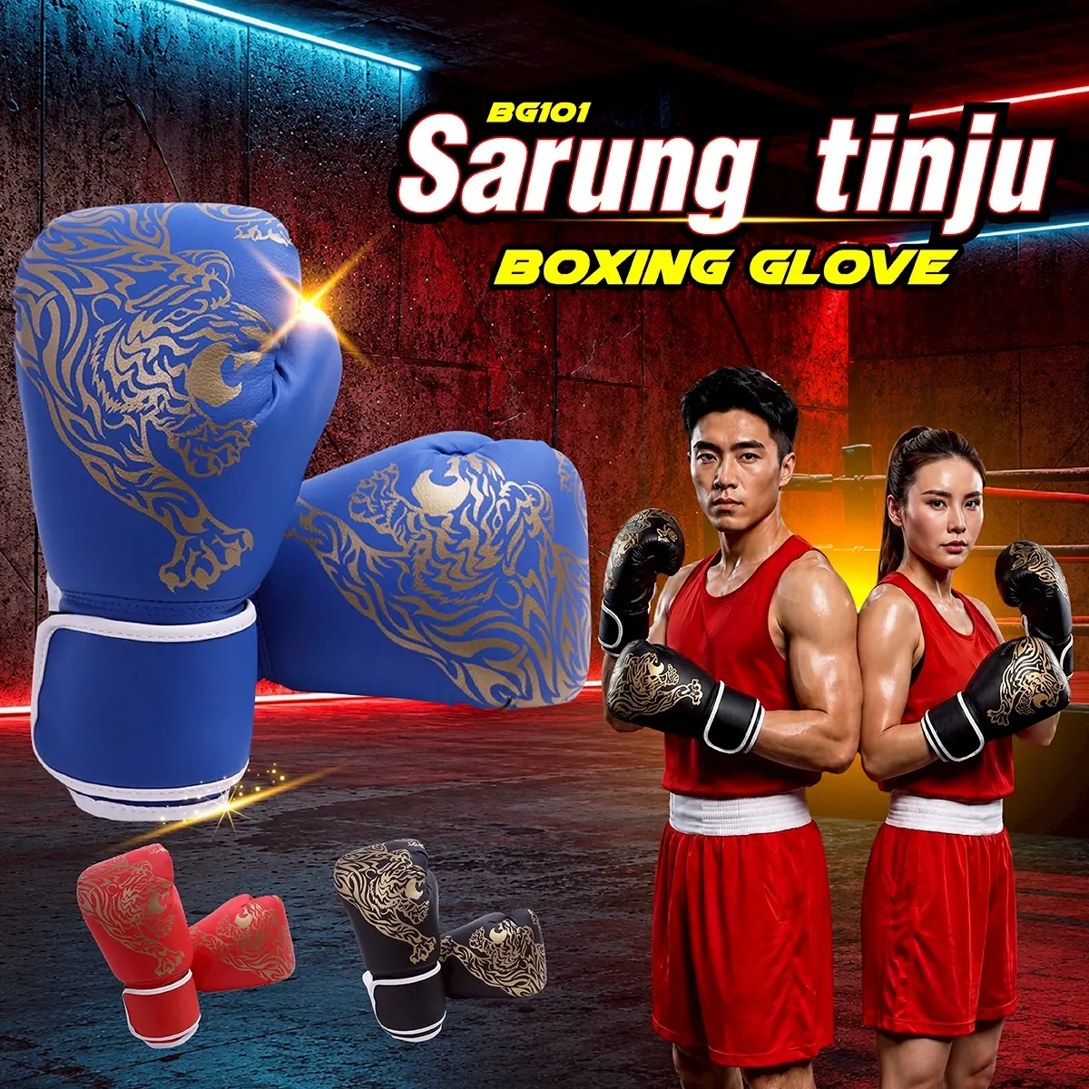 ( DISKON KILAT 2 ) BGsport BOXING GLOVES / SARUNG TINJU / MMA / MUAY THAI FULL FINGER