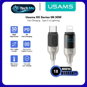 USAMS Kabel DataType-C to C 100W / Type C to Lightning 30W Fast Charging 1.2M Zinc Alloy HX Series SJ741 SJ742