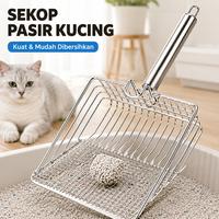Gambar Serokan Pasir  Cat Litter Skoop Kucing Sekop Debu Logam Kucing Sekop Serokan Pasir Stainless Sekop Kotoran Hewan Penyerok Pasir Serbaguna - Perak dari Vixplorn MALL Kab. Tangerang 1 Tokopedia