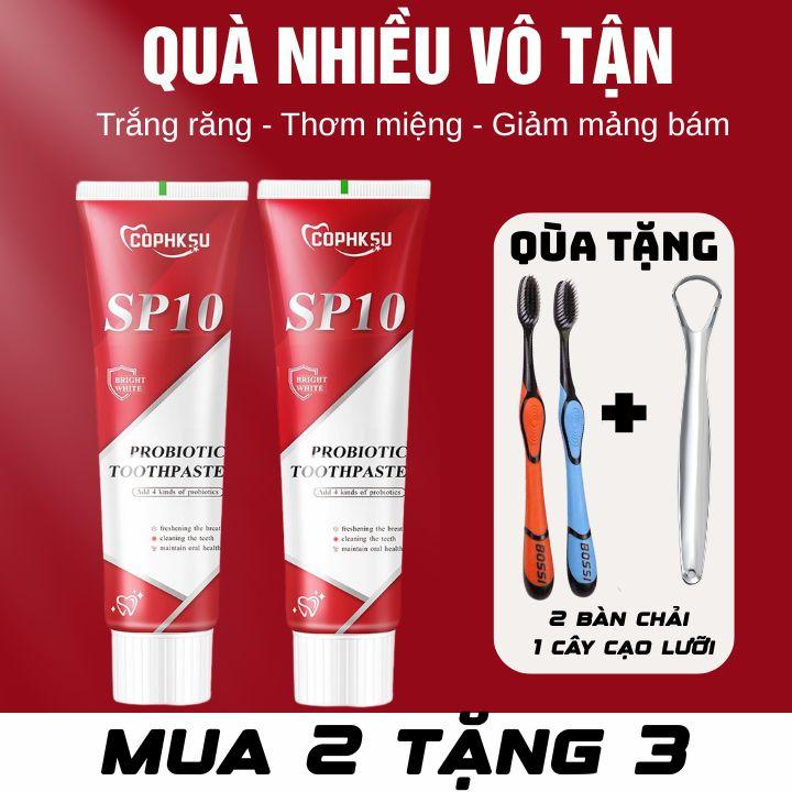 MUA 1 + 1 TẶNG THÊM 2 BÀN CHẢI VÀ 1 CÂY CẠO LƯỠI Kem đánh răng Probiotic làm trắng răng kem đánh răng loại bỏ mảng bám cho hơi thở thơm mát kem đánh răng êm dịu với nướu kem đánh răng tẩy ố vàng