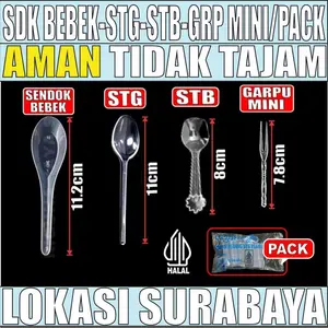 Sendok Teh Puding STG / Sendok Jelly Eskrim STB / Garpu mini / Sendok Bebek Plastik Pack Var SDA