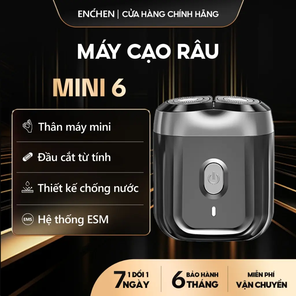 Máy Cạo Râu Enchen Mini 6 [BH 12 Tháng] Đầu cắt từ tính Hệ thống ESM thông minh Thiết kế chống nước IPX7